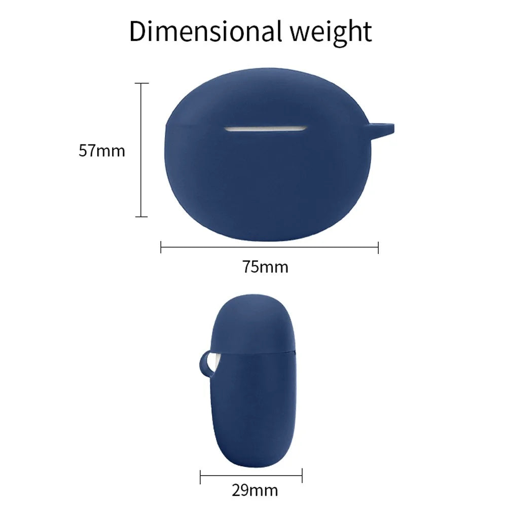 Silicone Protective Cover for Redmi Buds 4 Active Bluetooth-compatible Earphone Case with Anti-lost Buckle - Dark Blue - 7