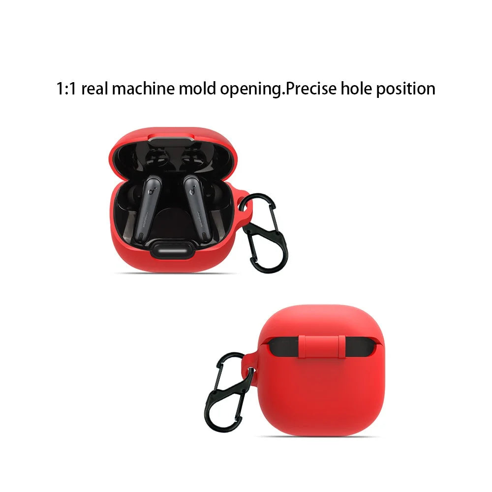 For Anker Soundcore Liberty 4 NC Anti-drop Bluetooth-compatible Earphone Silicone Cover with Anti-lost Buckle - Red - 2