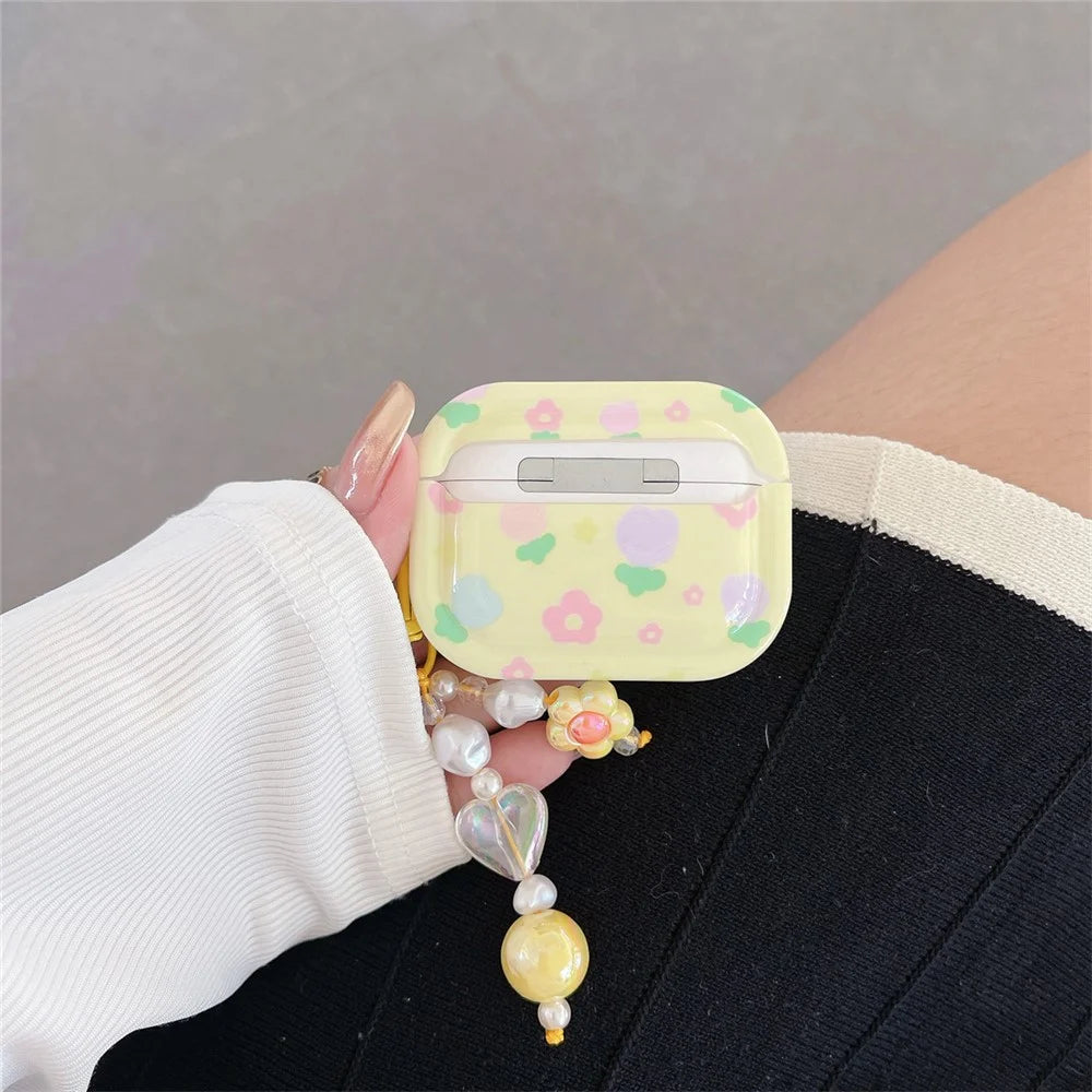 For Apple AirPods 3 Flower Pattern IMD Earphone TPU Case Protective Earbud Cover with Pendant - 2