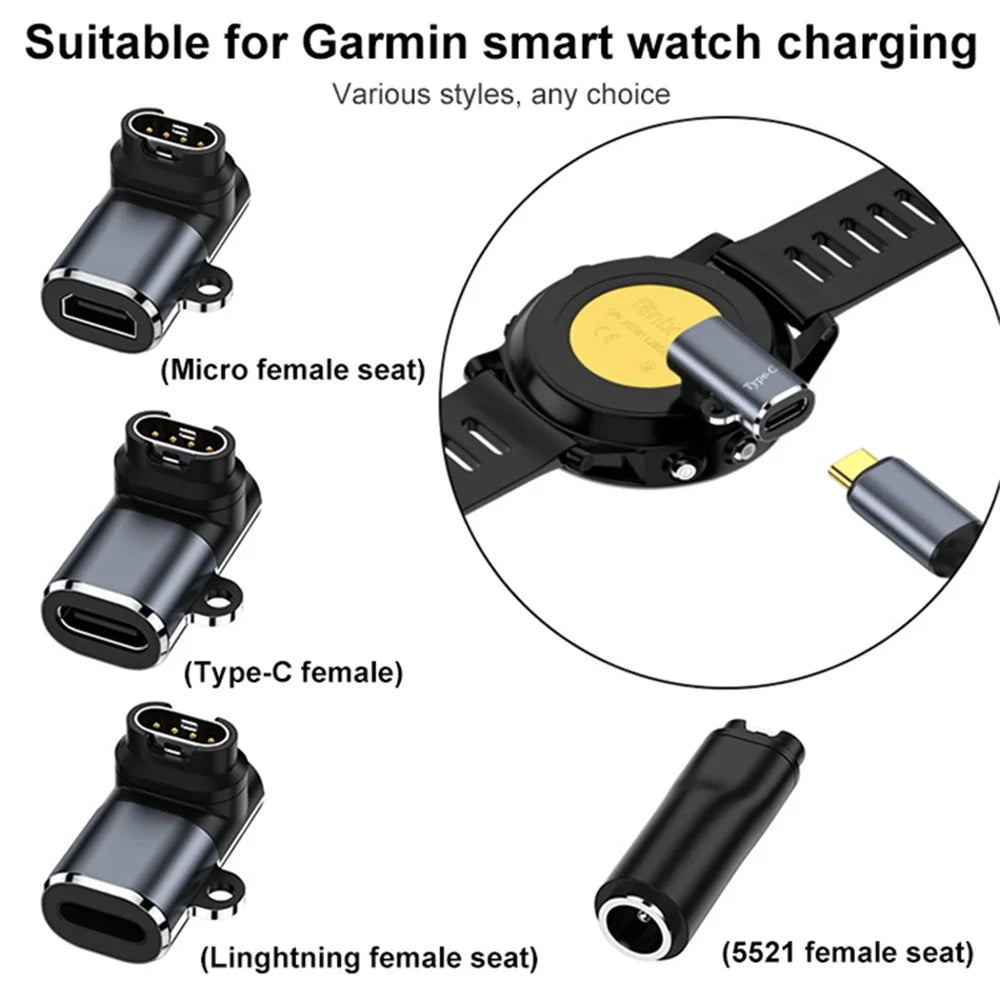 90-Degree Angled 8-Pin Watch Charger Converter for Garmin Portable Smart Watch Charger - 5