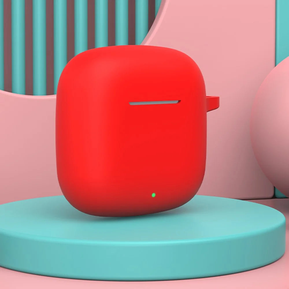 For Huawei FreeBuds SE 2 Charging Bin Sleeve Bluetooth-compatible Earphone Silicone Case Headphone Cover with Buckle - Red - 3