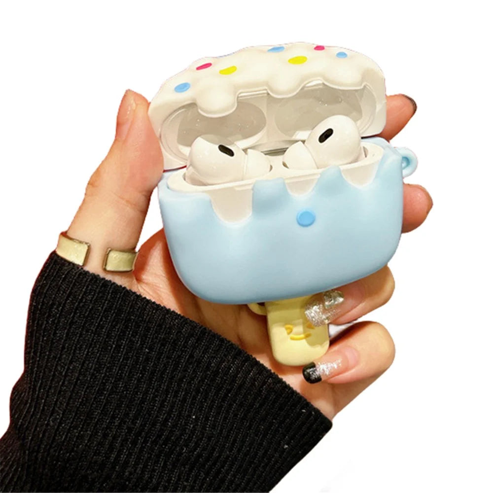 For Apple AirPods Pro  /  Pro 2 Ice Cream Design Earphone Protective Cover Silicone Case with Anti-lost Buckle - 2