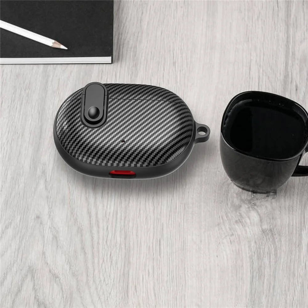 For Beats Wireless Bluetooth-compatible Earphone Cover Carbon Fiber Texture TPU+PC Case Headphone Sleeve - Black - 5