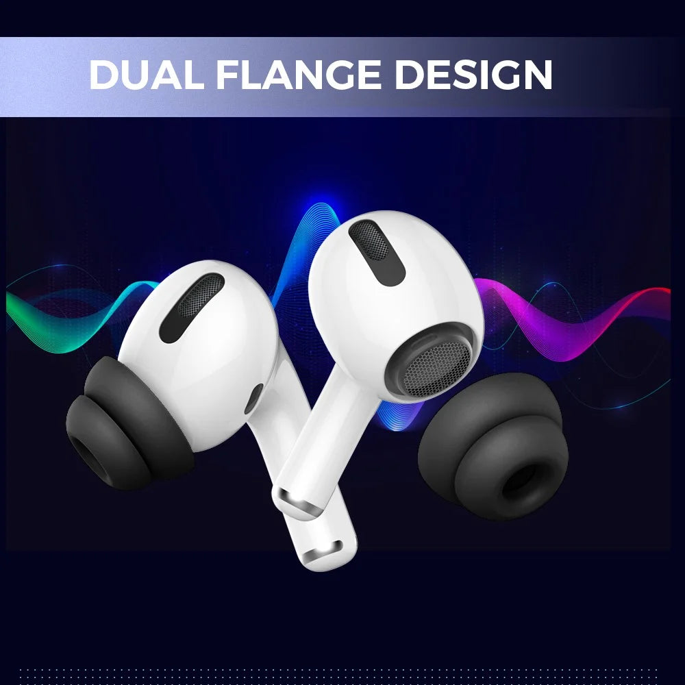 AHASTYLE PT99-2 1 Pair For Apple AirPods Pro 2  /  AirPods Pro Silicone Ear Tips Bluetooth-compatible Earphone Ear Caps Cover, Size M - Black - 2