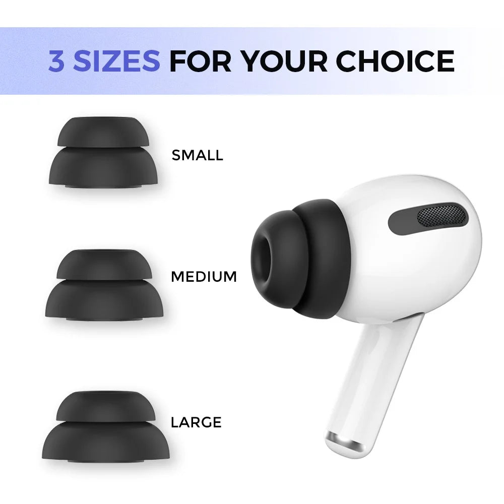 AHASTYLE PT99-2 1 Pair Earbud Ear Tips for Apple AirPods Pro 2  /  AirPods Pro Bluetooth-compatible Earphone Silicone Caps Cover, Size S - Black - 3