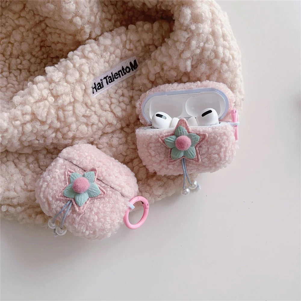 For Apple AirPods Pro Star Pearl Design Earphone Cover Fluff TPU Headphone Case with Ring Buckle - 3