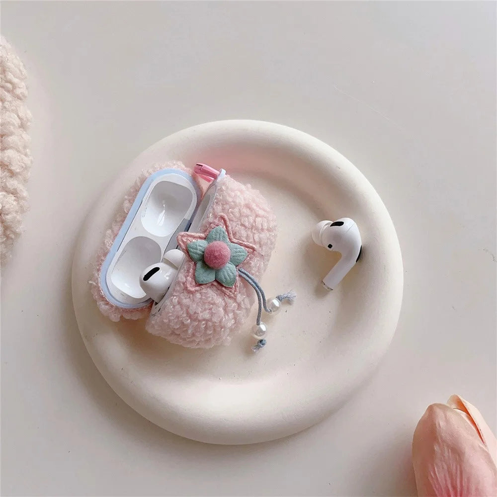 For Apple AirPods Pro Star Pearl Design Earphone Cover Fluff TPU Headphone Case with Ring Buckle - 4