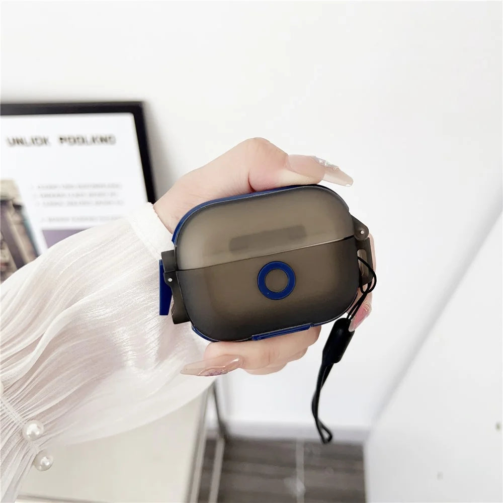 Leica Series Soft TPU Earphones Cover Protector for AirPods Pro 2 Dual Color Bluetooth-compatible Earbuds Case with Strap - Blue - 2