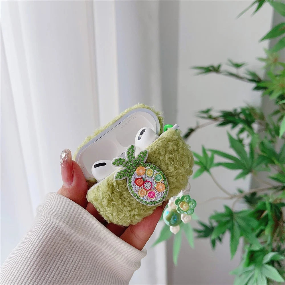 For Apple AirPods Pro TPU Cover Cute Pineapple Soft Fluff Earphone Anti-drop Case with Pendant - 2