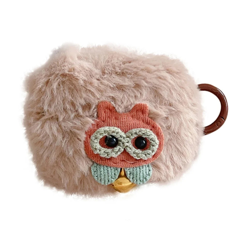 For Apple AirPods 3 Anti-drop Cover Cute Owl Soft Plush Bluetooth-compatible Earphone Case with Buckle - 1