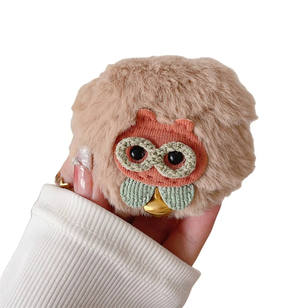 For Apple AirPods 3 Anti-drop Cover Cute Owl Soft Plush Bluetooth-compatible Earphone Case with Buckle - 2