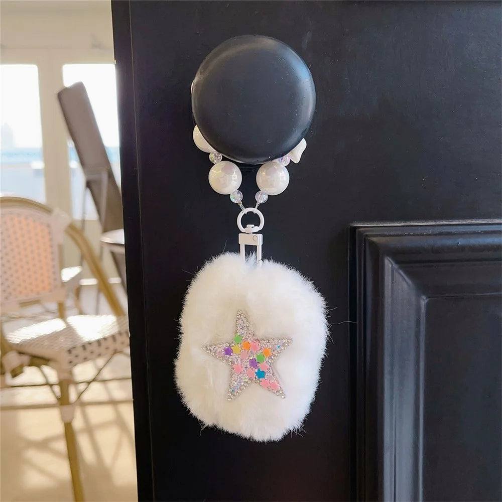 For Apple AirPods 3 Earphone Case Star Design Plush Fluff Earbud Protective Cover with Pendant - 4