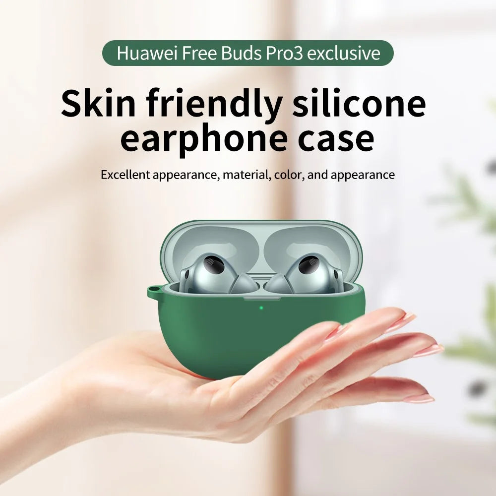 For Huawei FreeBuds Pro 3 Silicone Case Anti-drop Earphone Cover with Carabiner - White - 6
