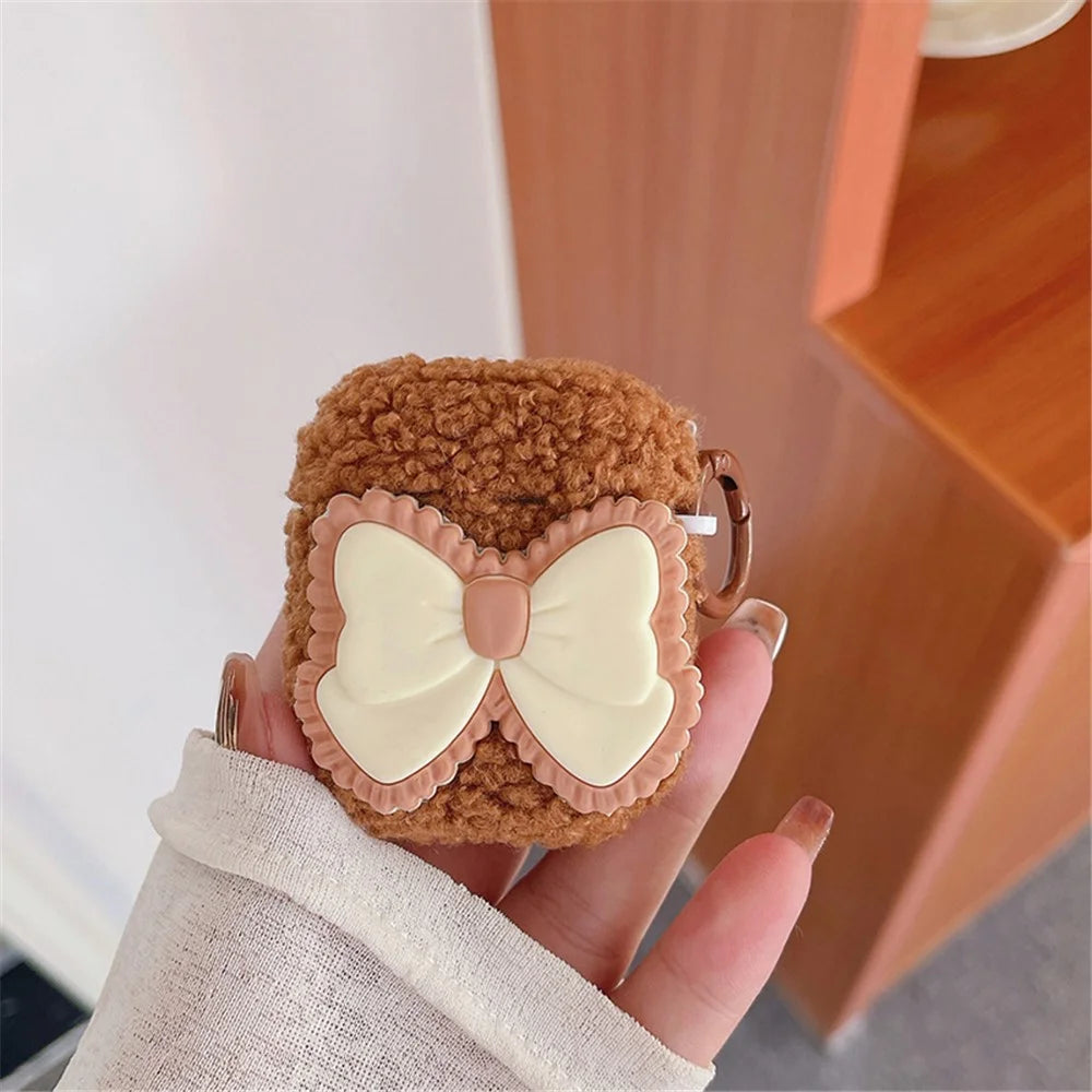 Plush Case for Apple AirPods with Charging Case (2016) / (2019) / AirPods with Wireless Charging Case (2019) Bowknot Earphone Cover - 2