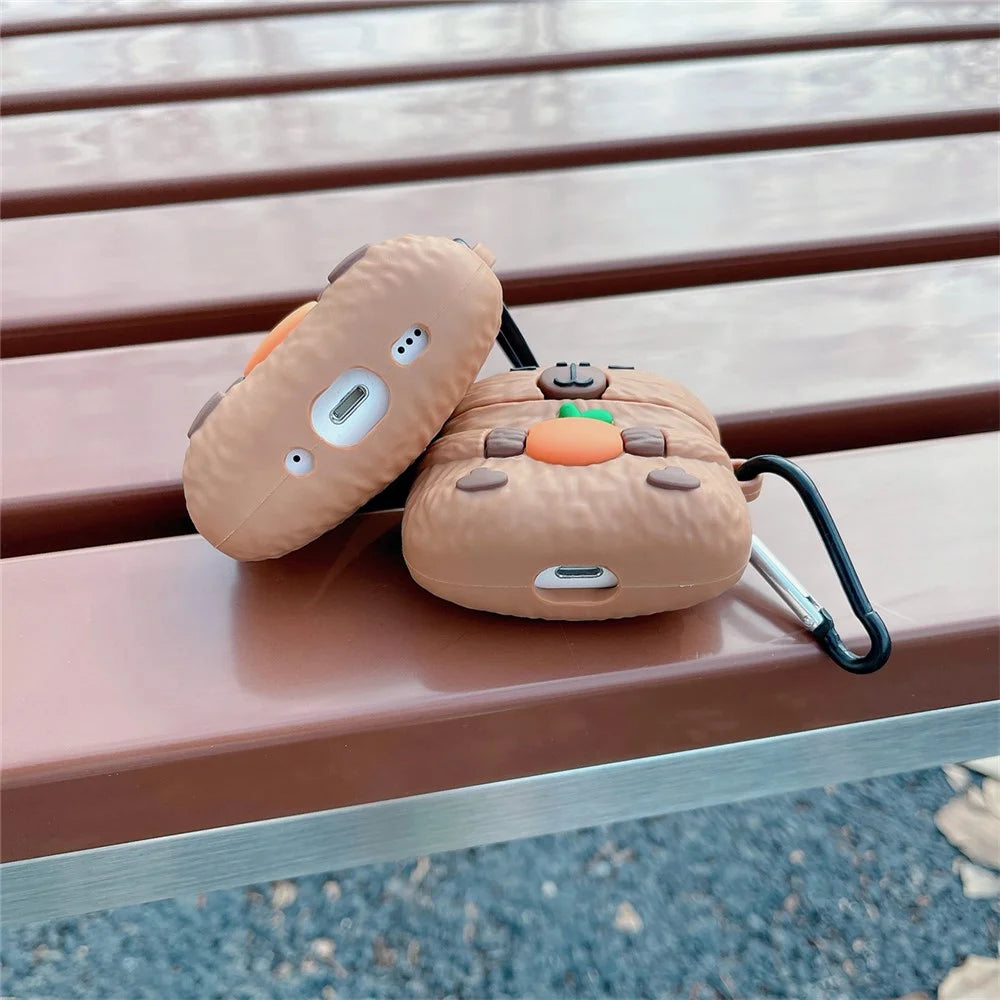 TPU Case for Apple AirPods with Charging Case (2016) / (2019) / AirPods with Wireless Charging Case (2019) Cartoon Capybara Earphone Cover - 4