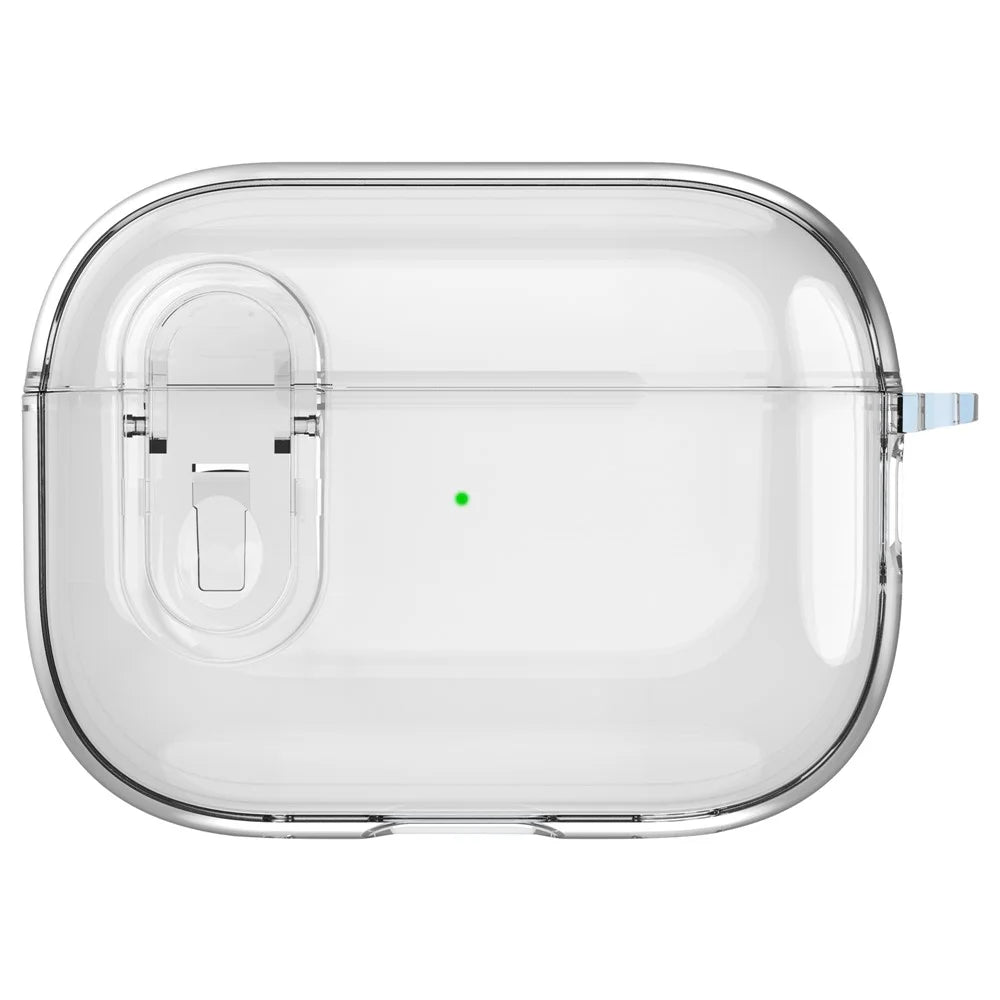 For AirPods Pro 2 Clear Earphone Case PC + TPU Bluetooth-compatible Earbud Cover with Hanging Buckle - Transparent - 1