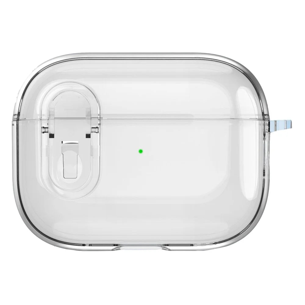 For Apple AirPods Pro 2 Earphone Case Buckle Design Anti-drop TPU Earbud Cover with Carabiner - Transparent - 1