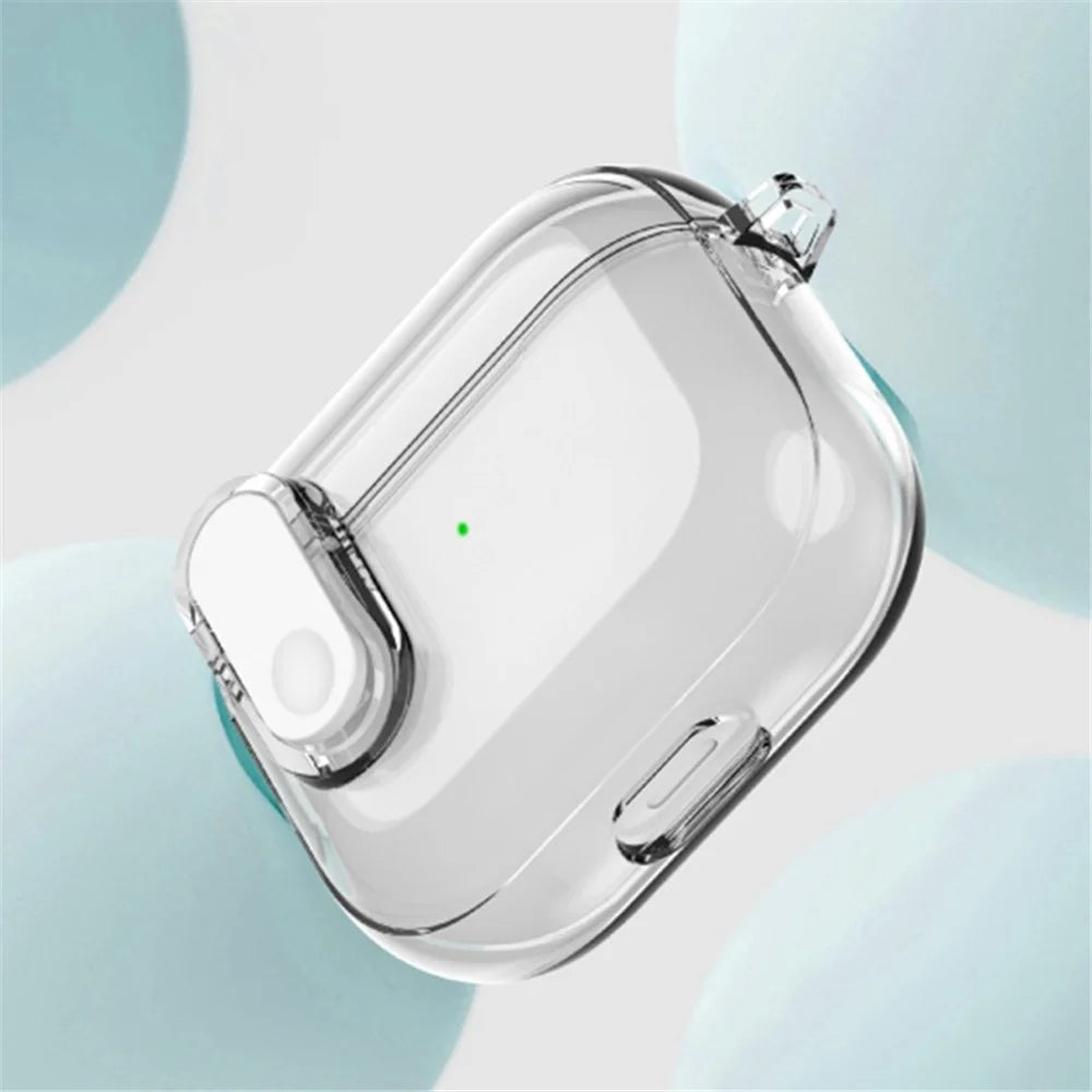 For Apple AirPods Pro 2 Earphone Case Buckle Design Anti-drop TPU Earbud Cover with Carabiner - Transparent - 7