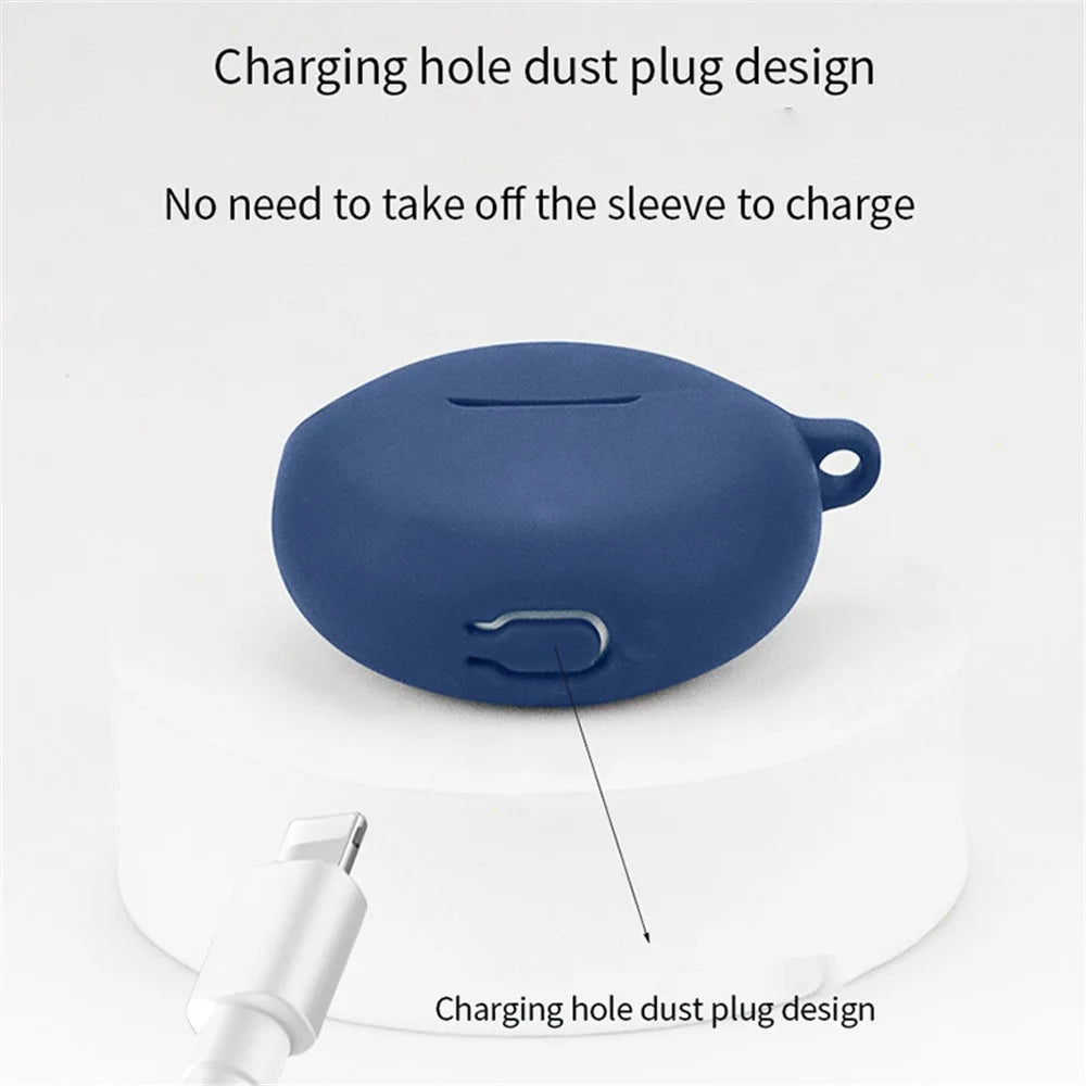 For HONOR MOECEN X5e Flexible Earphone Cover Silicone Case Bluetooth-compatible Headset Sleeve with Buckle - Dark Blue - 4