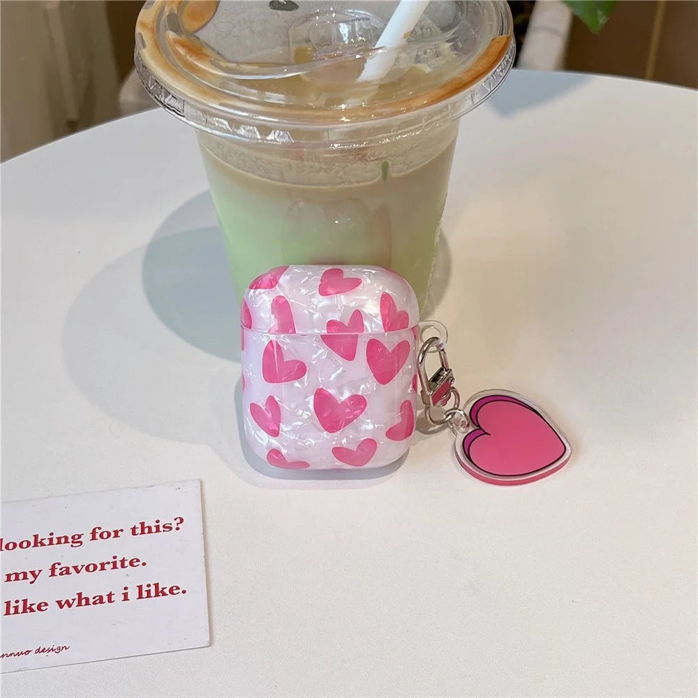 For Apple AirPods with Charging Case (2016) / (2019) / AirPods with Wireless Charging Case (2019) Soft TPU Case with Buckle, Heart Decor - 2