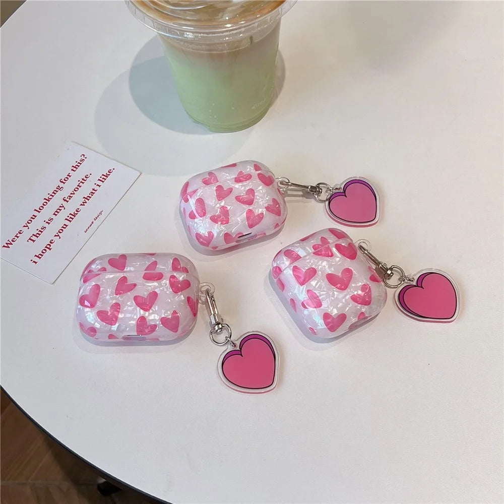 For Apple AirPods with Charging Case (2016) / (2019) / AirPods with Wireless Charging Case (2019) Soft TPU Case with Buckle, Heart Decor - 4