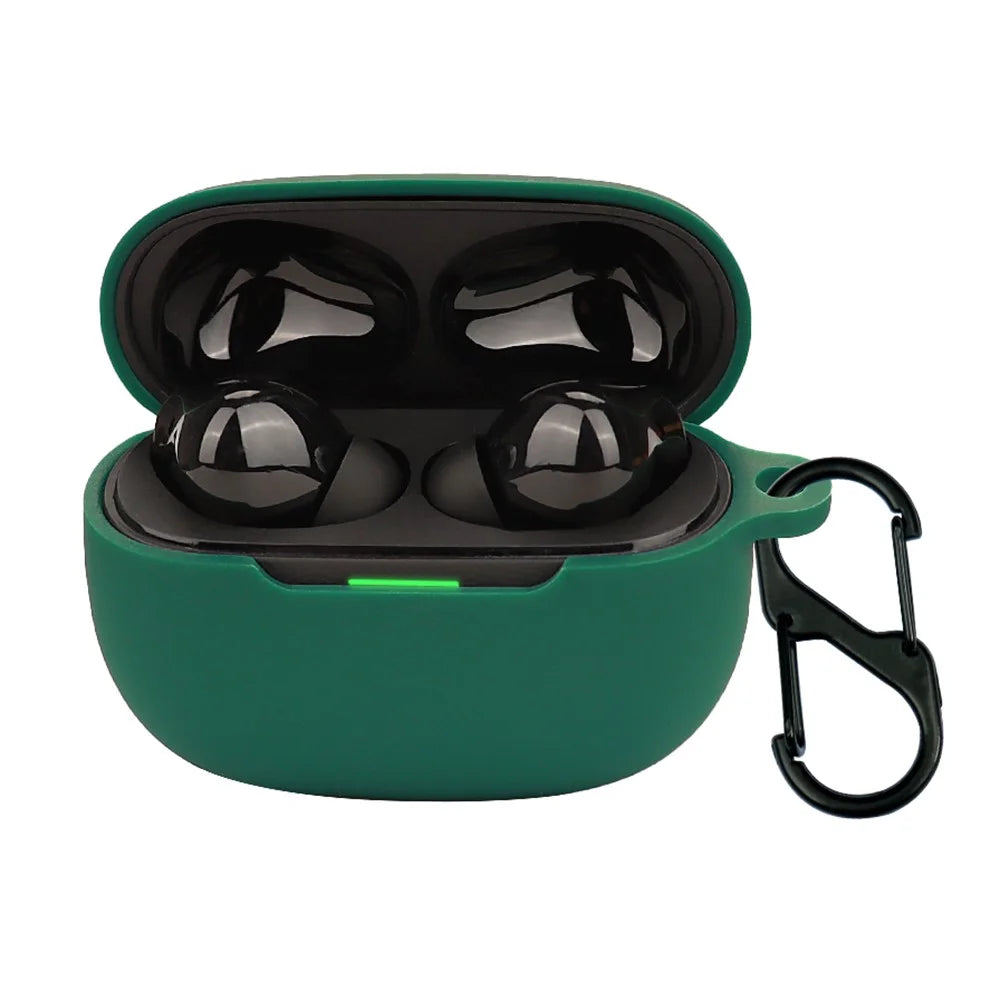 For Xiaomi Redmi Buds 5 Pro Silicone Case Bluetooth-compatible Headset Sleeve Earphone Cover with Buckle - Blackish Green - 2