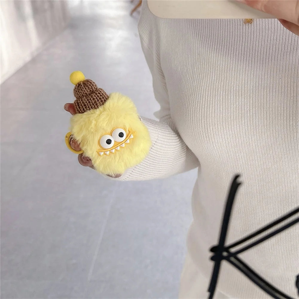 Plush Cover for Apple AirPods with Charging Case (2016)  /  (2019)  /  AirPods with Wireless Charging Case (2019) Cartoon Shark Earphone Case - Yellow - 3