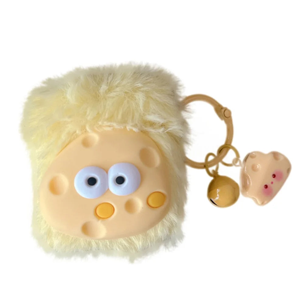 Cute Cheese Plush Cover for Apple AirPods with Charging Case (2016)  /  (2019)  /  AirPods with Wireless Charging Case (2019) Earphone Case - 1