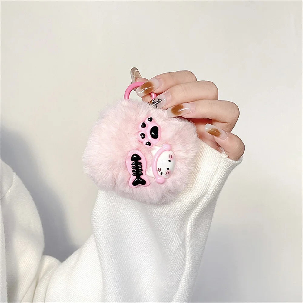Earphone Sleeve for AirPods with Charging Case (2016) / (2019) / AirPods with Wireless Charging Case (2019) Cartoon Plush+TPU Cover - 3