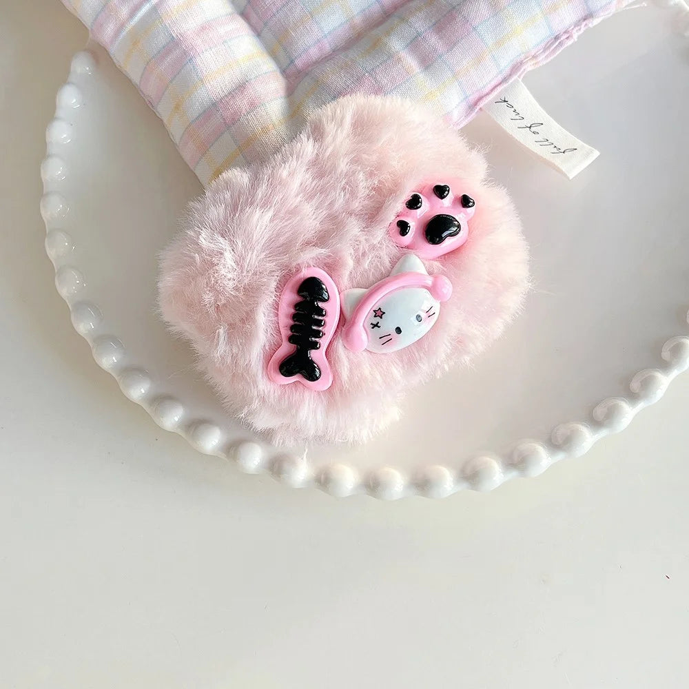 For AirPods Pro 2 / AirPods Pro Earphone Protection Case Pink Cartoon Design Plush+TPU Cover with Ring Buckle - 3