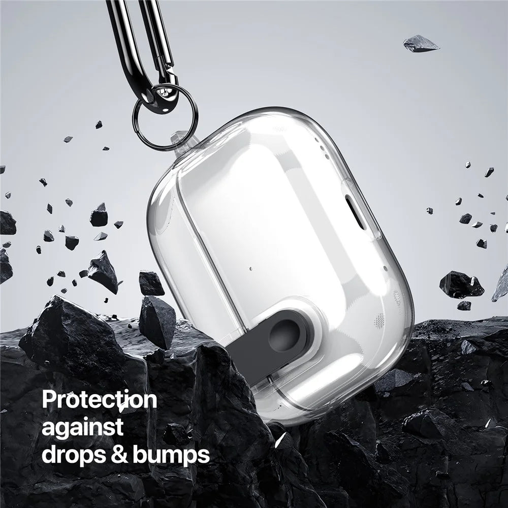 DUX DUCIS PECL Series for Apple AirPods Pro 2 Earphone Case  TPU+PC Cover with Hanging Hook - Clear Black - 5
