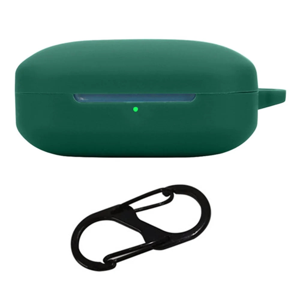For OnePlus Buds 3 Silicone Case Bluetooth-compatible Headset Sleeve Cover with Buckle - Blackish Green - 1