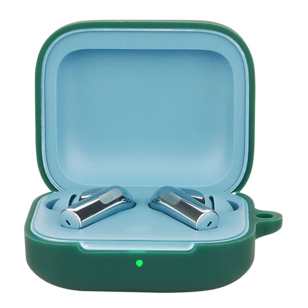 For OnePlus Buds 3 Silicone Case Bluetooth-compatible Headset Sleeve Cover with Buckle - Blackish Green - 2