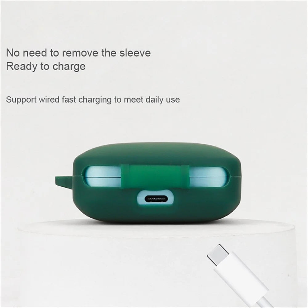For OnePlus Buds 3 Silicone Case Bluetooth-compatible Headset Sleeve Cover with Buckle - Blackish Green - 5