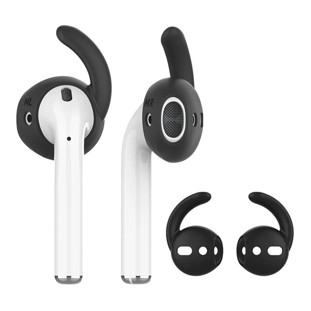AHASTYLE PT60-3 For Apple AirPods 3 Anti-slip Ear Hooks Silicone Cover Ear Tips, S - Black - 1