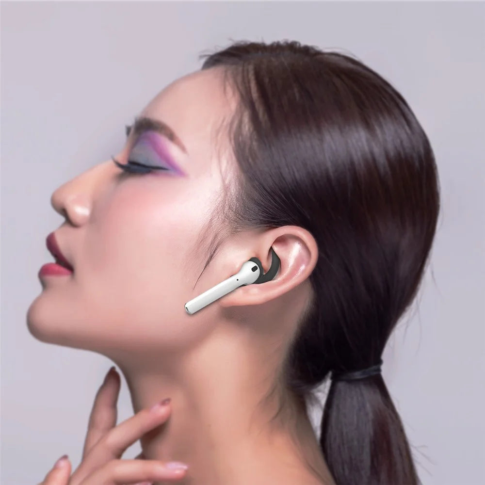AHASTYLE PT60-3 For Apple AirPods 3 Ear Hooks Earbud Cap Lostproof Silicone Ear Tips, L - Black - 3