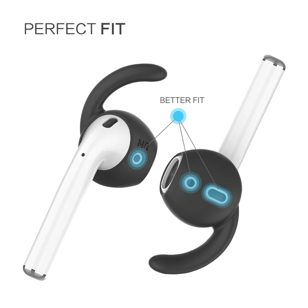 AHASTYLE PT60-Pro For Apple AirPods Pro Anti-lost Ear Hooks Ear Tips Silicone Cover - Black - 2