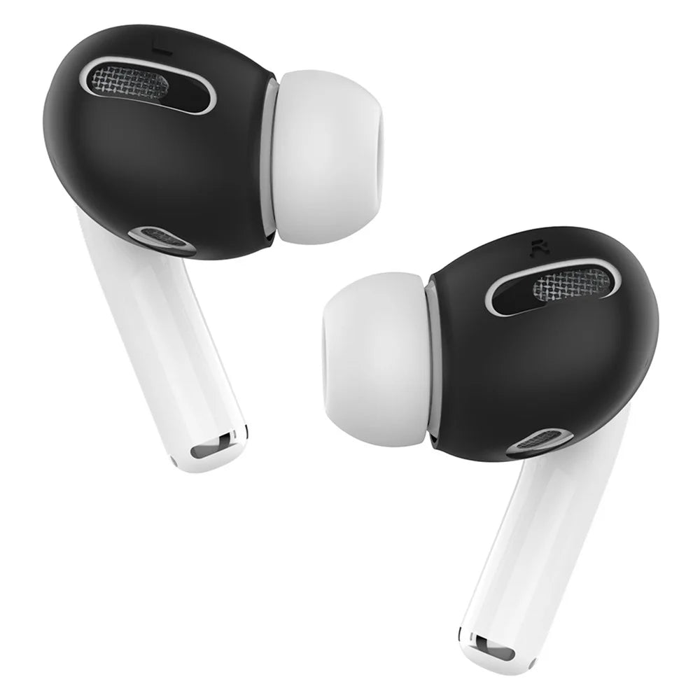 AHASTYLE PT76-PRO For Apple AirPods Pro 1 Pair Size S Soft Silicone Sleeve Slim Earbuds Cover - Black - 1