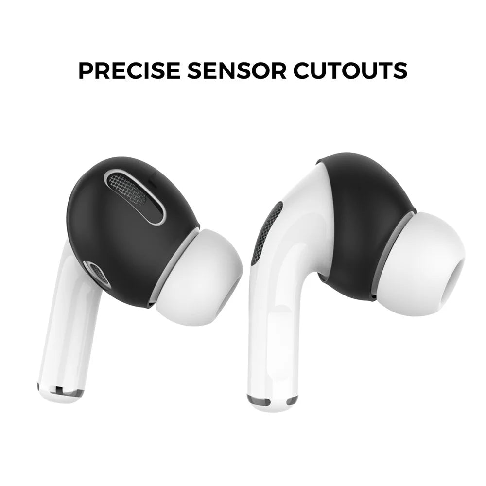 AHASTYLE PT76-PRO For Apple AirPods Pro 1 Pair Size L Earphone Silicone Sleeve Slim Earbuds Cover - Black - 3