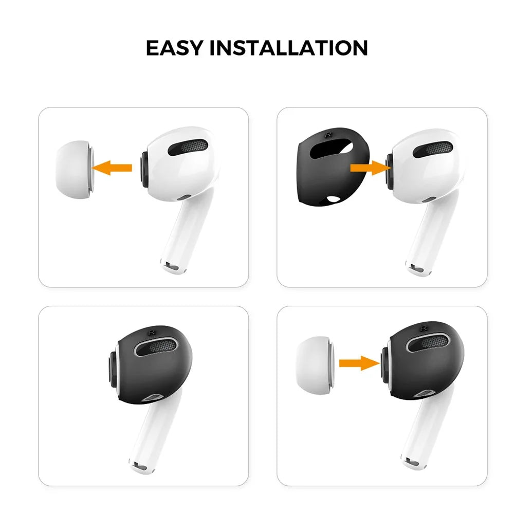 AHASTYLE PT76-PRO For Apple AirPods Pro 1 Pair Size L Earphone Silicone Sleeve Slim Earbuds Cover - Black - 4
