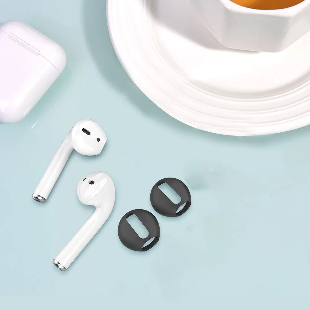 AHASTYLE PT76 For Apple AirPods 1 / 2 1 Pair Size L Slim Earbuds Cover Earphone Silicone Sleeve - Black - 6