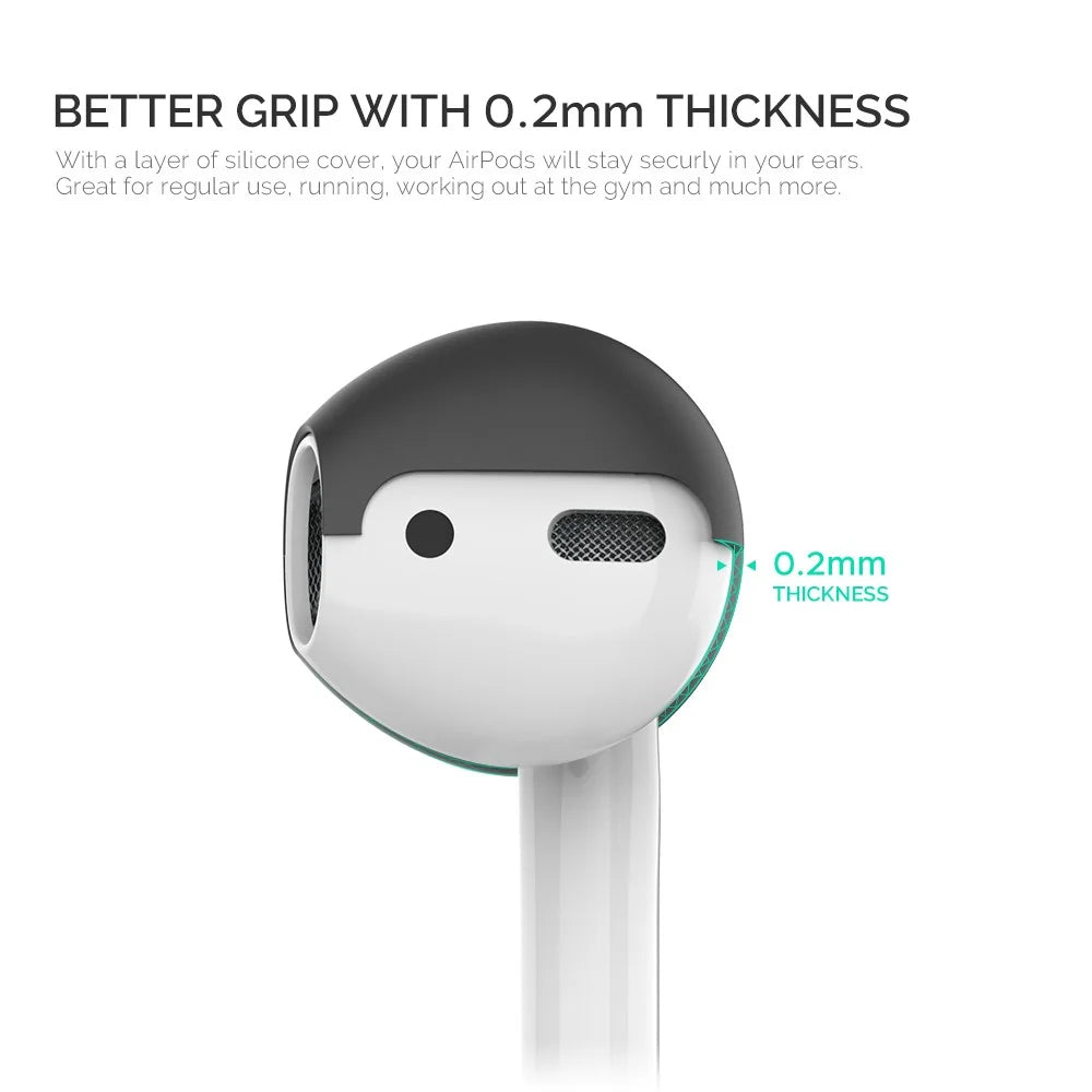 AHASTYLE PT76 For Apple AirPods 1 / 2 1 Pair Size S Earbuds Cover Slim Silicone Earphone Sleeve - Black - 3