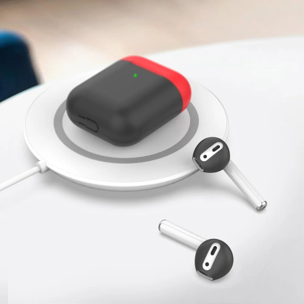 AHASTYLE PT76 For Apple AirPods 1 / 2 1 Pair Size S Earbuds Cover Slim Silicone Earphone Sleeve - Black - 5