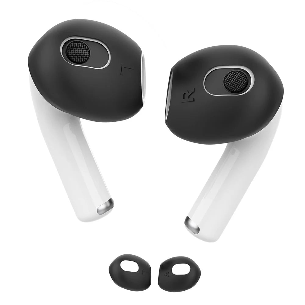 AHASTYLE PT76-3 1 Pairs Silicone Ear Cover for Apple AirPods 3 Slim Ear Caps, S - Black - 1