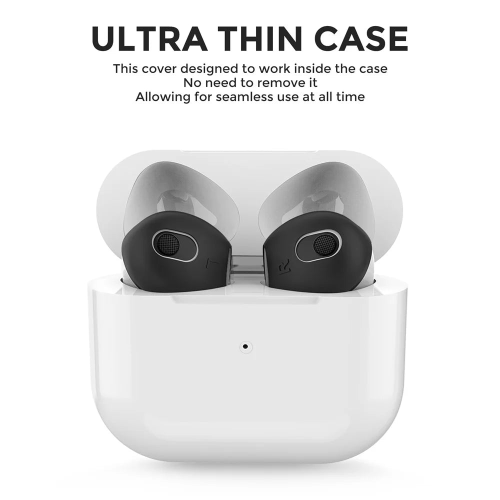 AHASTYLE PT76-3 1 Pairs Silicone Ear Cover for Apple AirPods 3 Slim Ear Caps, S - Black - 2