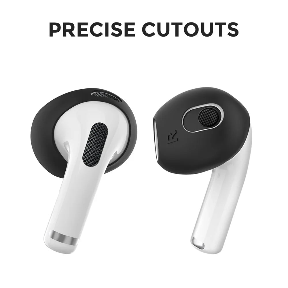 AHASTYLE PT76-3 1 Pairs Slim Ear Cover for Apple AirPods 3 Silicone Ear Tips, L - Black - 4