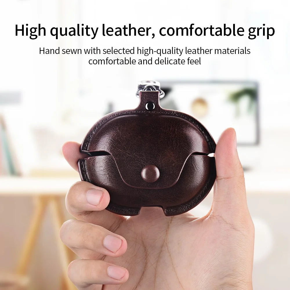 For Huawei FreeClip Earphone Case PU Leather Bluetooth-compatible Headset Charging Bin Sleeve - Dark Brown - 2