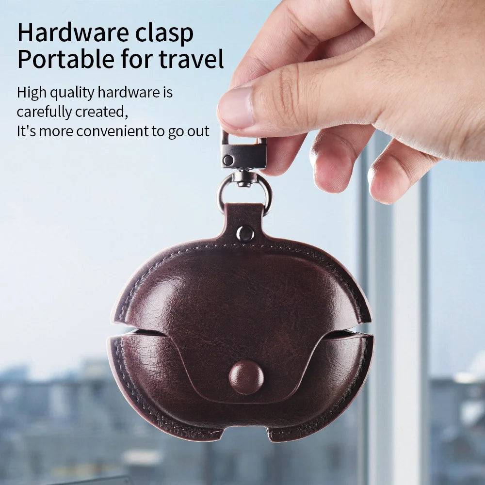 For Huawei FreeClip Earphone Case PU Leather Bluetooth-compatible Headset Charging Bin Sleeve - Dark Brown - 3