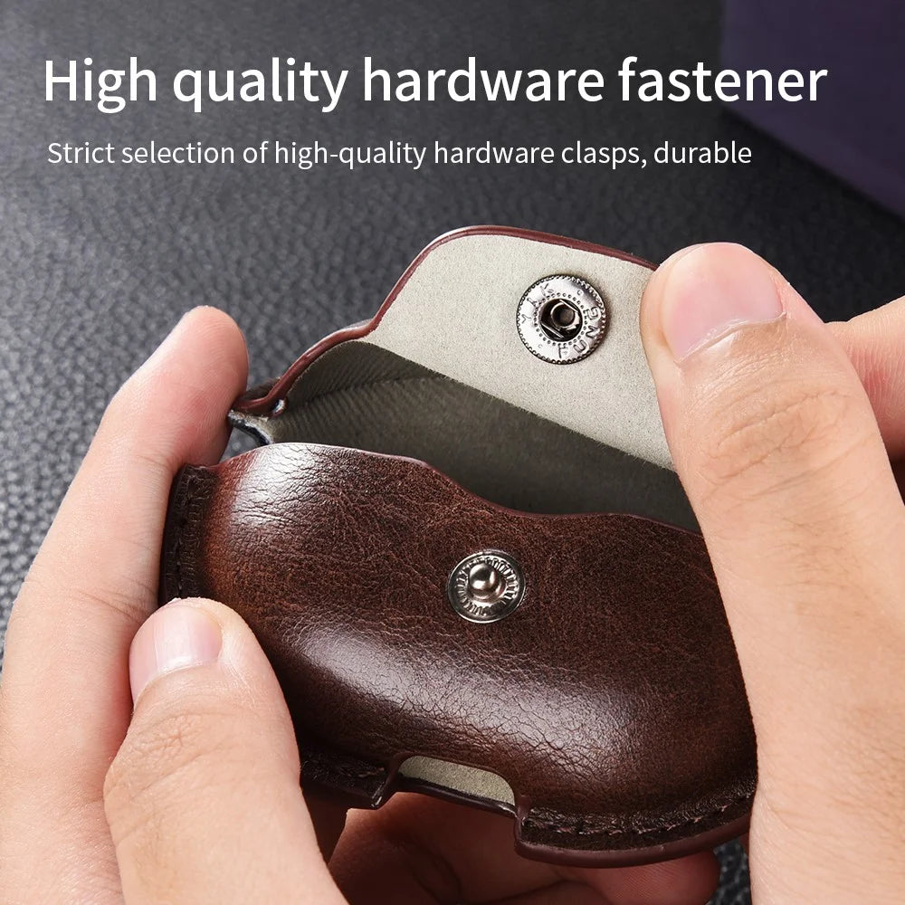 For Huawei FreeClip Earphone Case PU Leather Bluetooth-compatible Headset Charging Bin Sleeve - Dark Brown - 4