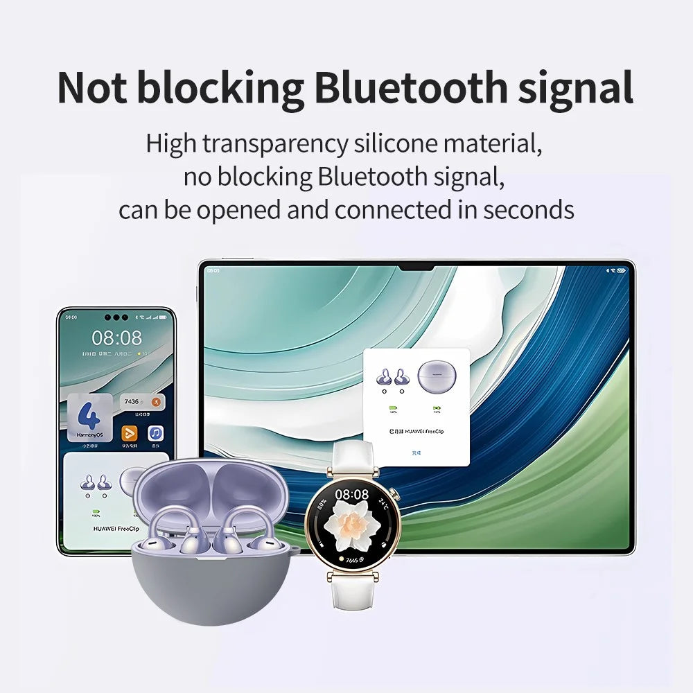 For HUAWEI FreeClip TWS Earphone Silicone Protective Case Anti-drop Cover - Purple - 7